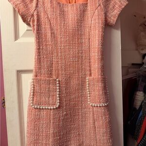 Speechless Pink Tweed Mini Dress with Pearl Details